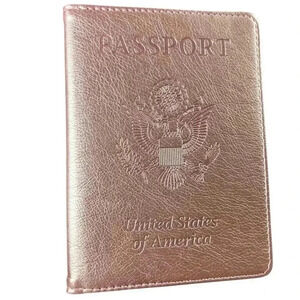 Passport and Vaccine Card Holder Rose Gold PU Leather